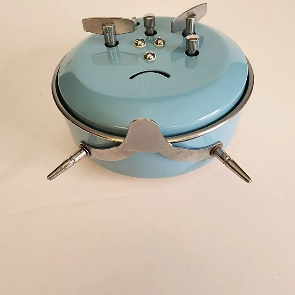 Hero Vintage Inspired Wind Up Metal Table Top Alarm Clock